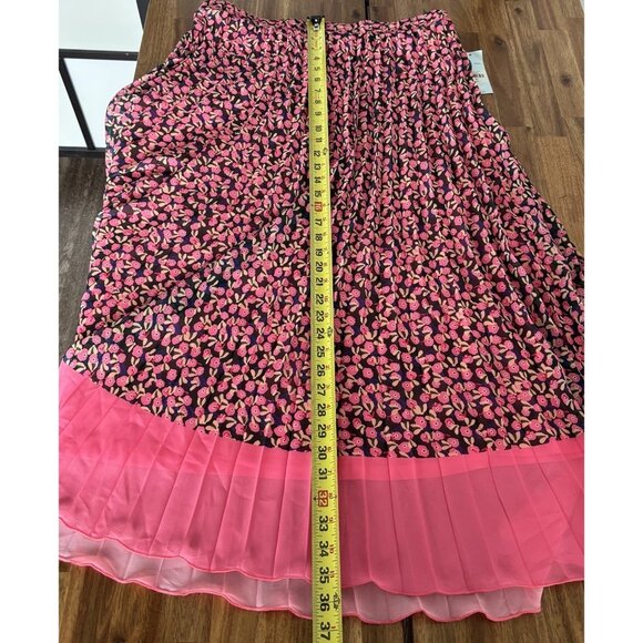 Blue Sol Pleated Midi Skirt Floral Pink Black Womens Size XL Boho Femenine NWT - Picture 8 of 13